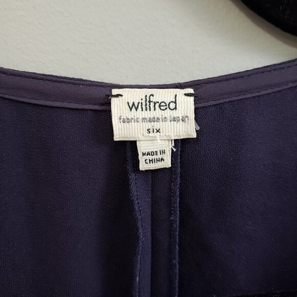 Wilfred Aritzia * Faux Wrap Dress Blue Low Cut 6 - Picture 4 of 9